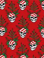 Red Skull Green Branch Christmas Rug