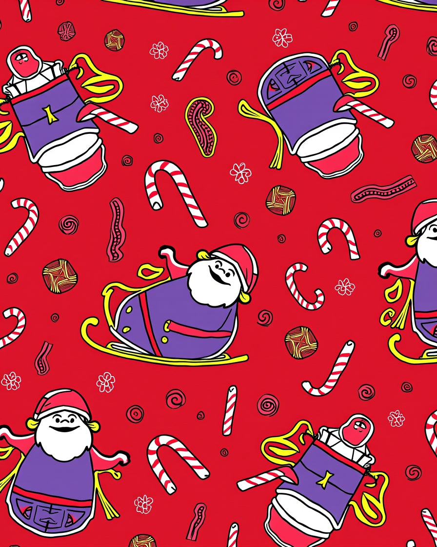 Christmas Santa Sleigh Candy Cane Fun Rug