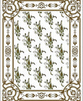 Elegant Olive Green Floral Scroll Rug