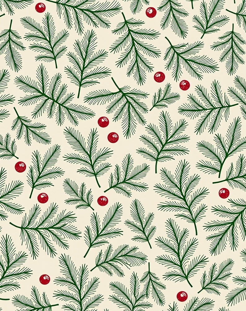 Forest Green Pine Sprig Berry Rug
