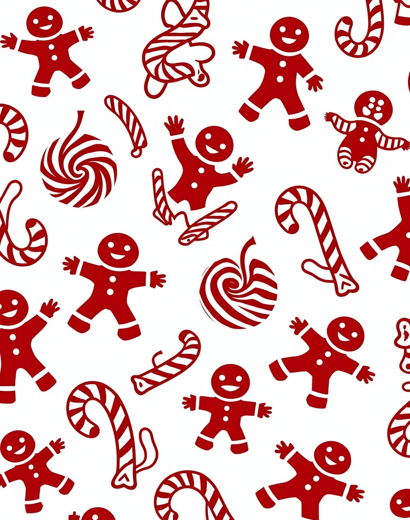 Red Gingerbread Candy Cane Swirls Rug