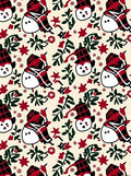 Festive Red Plaid Snowman Foliage Rug