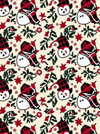 Festive Red Plaid Snowman Foliage Rug