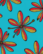Vibrant Aqua Red Yellow Floral Reprise Rug