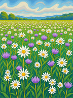 Vibrant Daisy Field Meadow Rug
