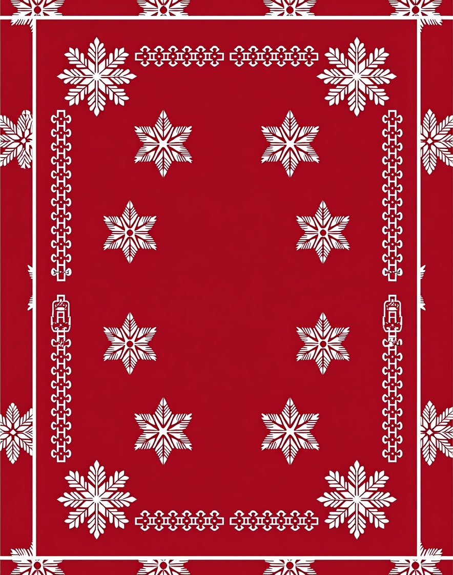 Red White Crystal Starlet Border Rug