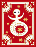Crimson White Figure Golden Stars Rug