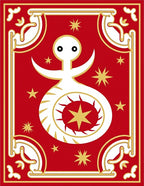 Crimson White Figure Golden Stars Rug