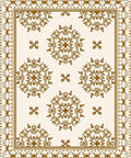 Antique Golden Floral Medallion Border Rug