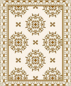 Antique Golden Floral Medallion Border Rug