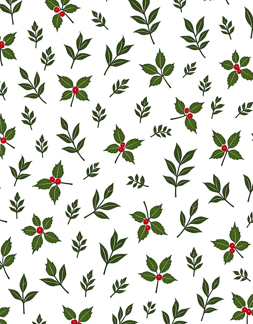Green Holly Berry Botanical Scatter Rug