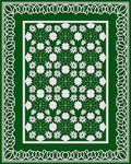 Emerald Green White Floral Lattice Border Rug