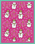 Pink Snowman Floral Whimsical Festive Rug