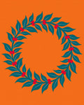 Orange Teal Berry Wreath Rug