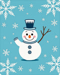 Charming Blue Snowman Snowflake Winter Rug