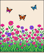 Whimsical Butterflies Amidst Floral Garden Rug