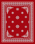 Crimson Snowflakes Intricate Border Rug