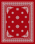 Crimson Snowflakes Intricate Border Rug