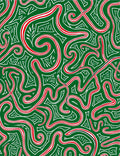 Whimsical Green Red Swirl Lines Rug