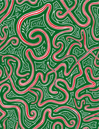 Whimsical Green Red Swirl Lines Rug