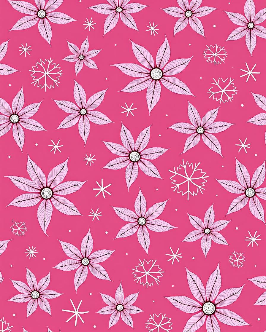 Pink Petal Snowflake Collage Rug