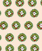 Festive Snowman Wreath Circle Repeats Rug