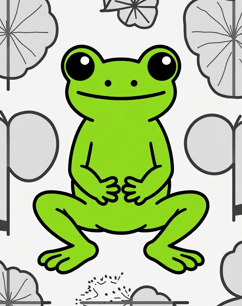 Whimsical Green Frog Lily Pad Rug
