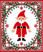Festive Red Green Gnome Snowflake Border Rug