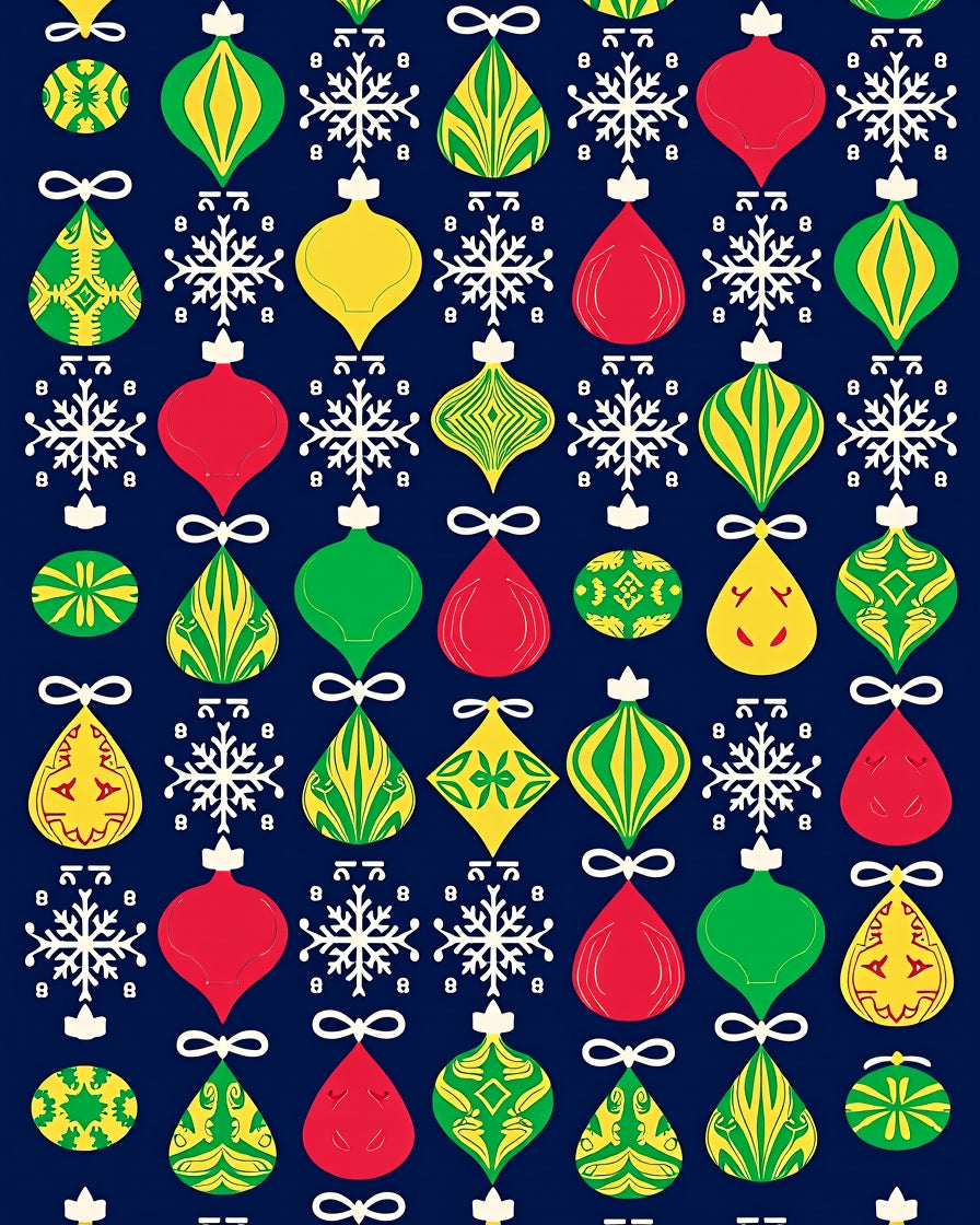 Holiday Baubles and Snowflakes Rug