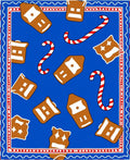 Blue Gingerbread House and Candy Cane Rug