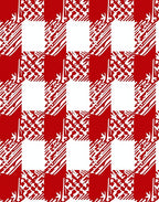 Bold Red Abstract Checkered Rug