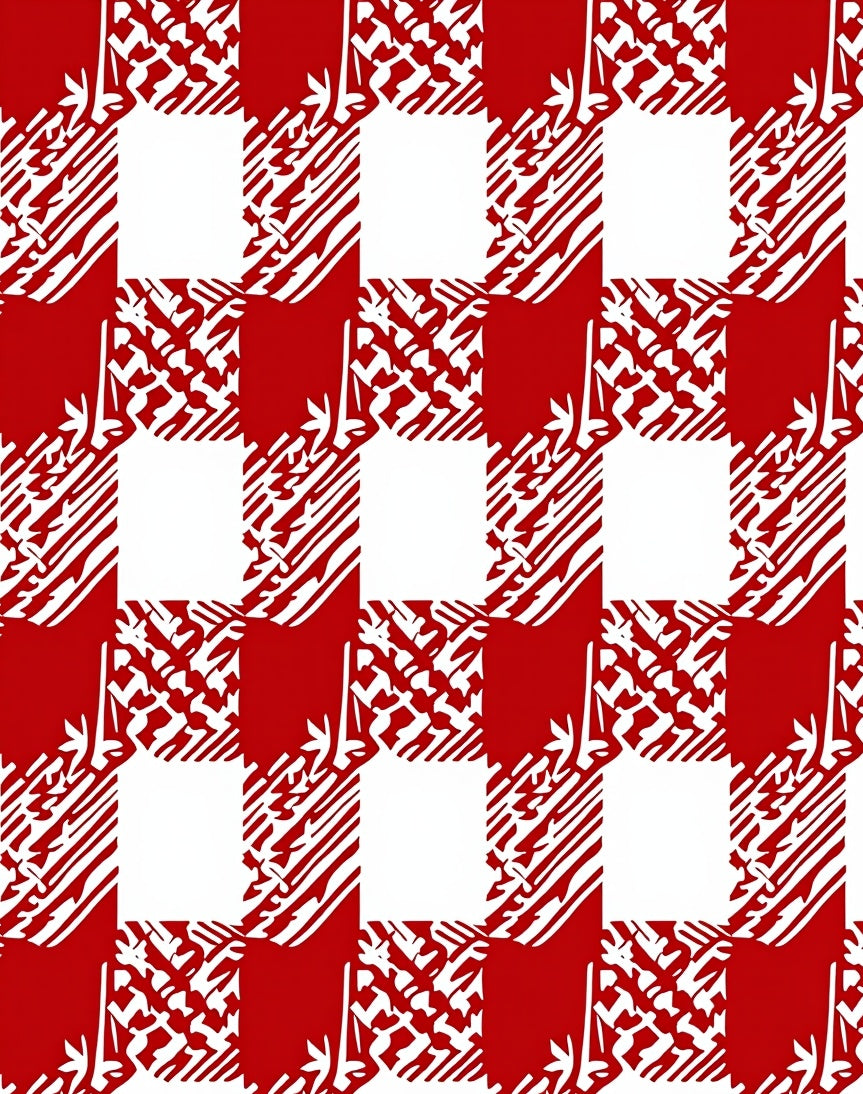 Bold Red Abstract Checkered Rug