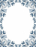 Vintage Blue Floral Leaf Border Rug