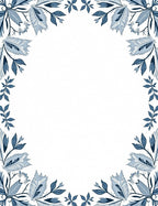 Vintage Blue Floral Leaf Border Rug
