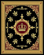 Regal Gold Crown Black Burgundy Rug