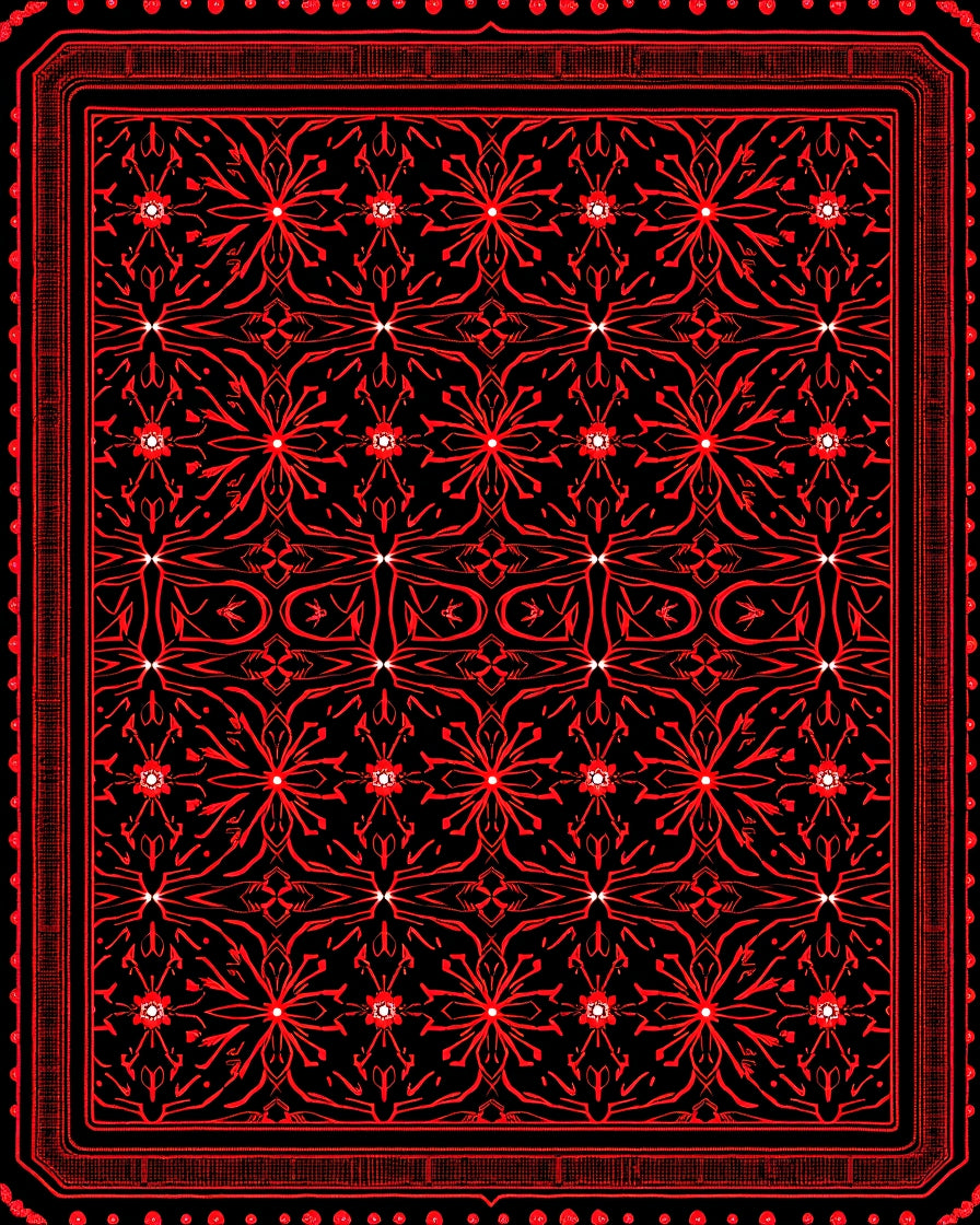 Crimson Filigree Floral Repeat Overlay Rug