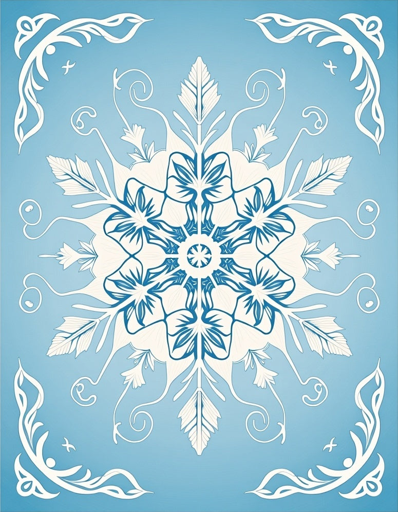 Winter Blue Mandala Snowflake Rug