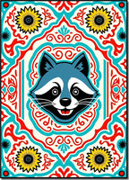Cute Raccoon Floral Medallion Rug
