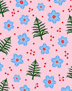 Pink Blue Floral Forest Holiday Rug