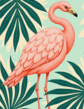 Pink Flamingo Tropical Leaf Arrangement Rug