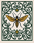 Golden Wasp Floral Frame Rug