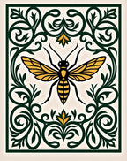 Golden Wasp Floral Frame Rug