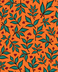 Orange Green Leaf Berry Scatter Rug