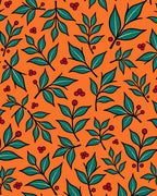 Orange Green Leaf Berry Scatter Rug