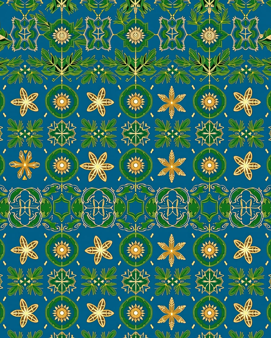Emerald Gold Blue Medallion Rug