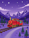Whimsical Red Train Night Journey Rug