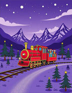 Whimsical Red Train Night Journey Rug