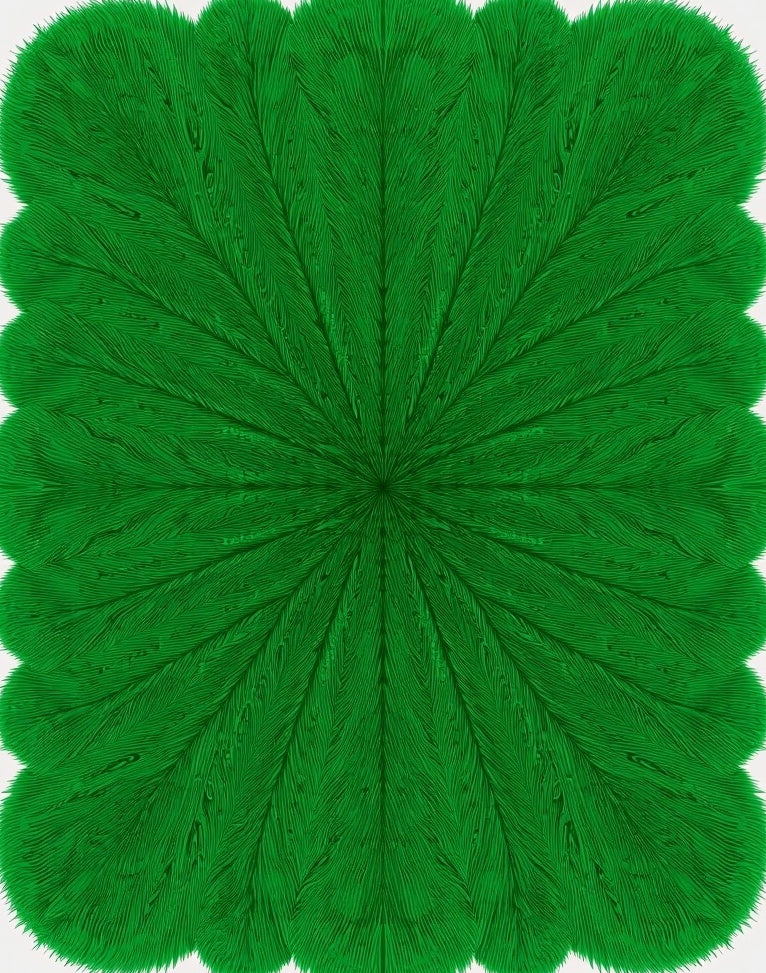 Emerald Green Feathered Fan Rug