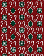 Crimson Candy Cane Snowflake Garland Rug