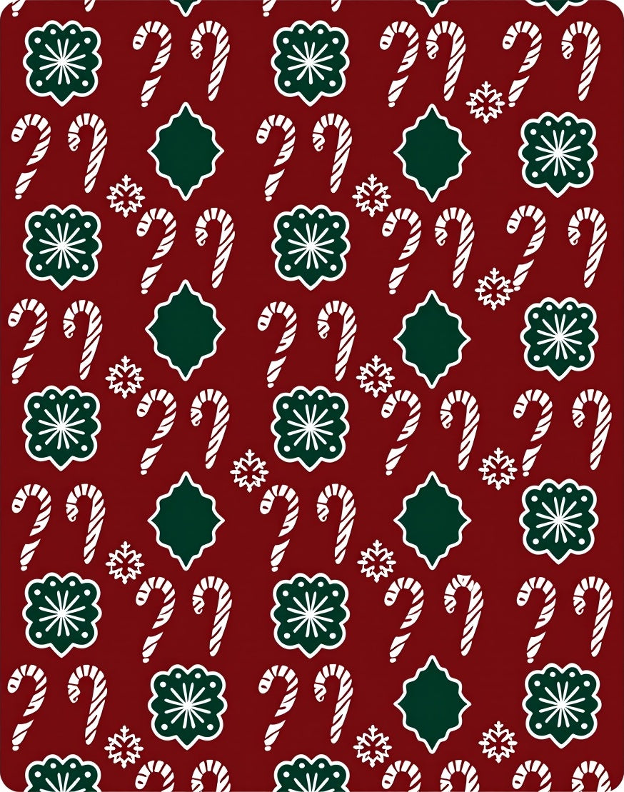Crimson Candy Cane Snowflake Garland Rug